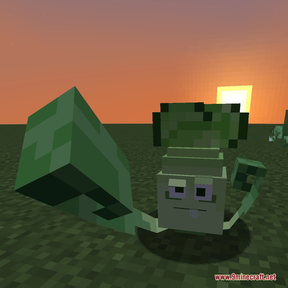 A botanical plant ally from the Botanical Undead Legions mod at sunset