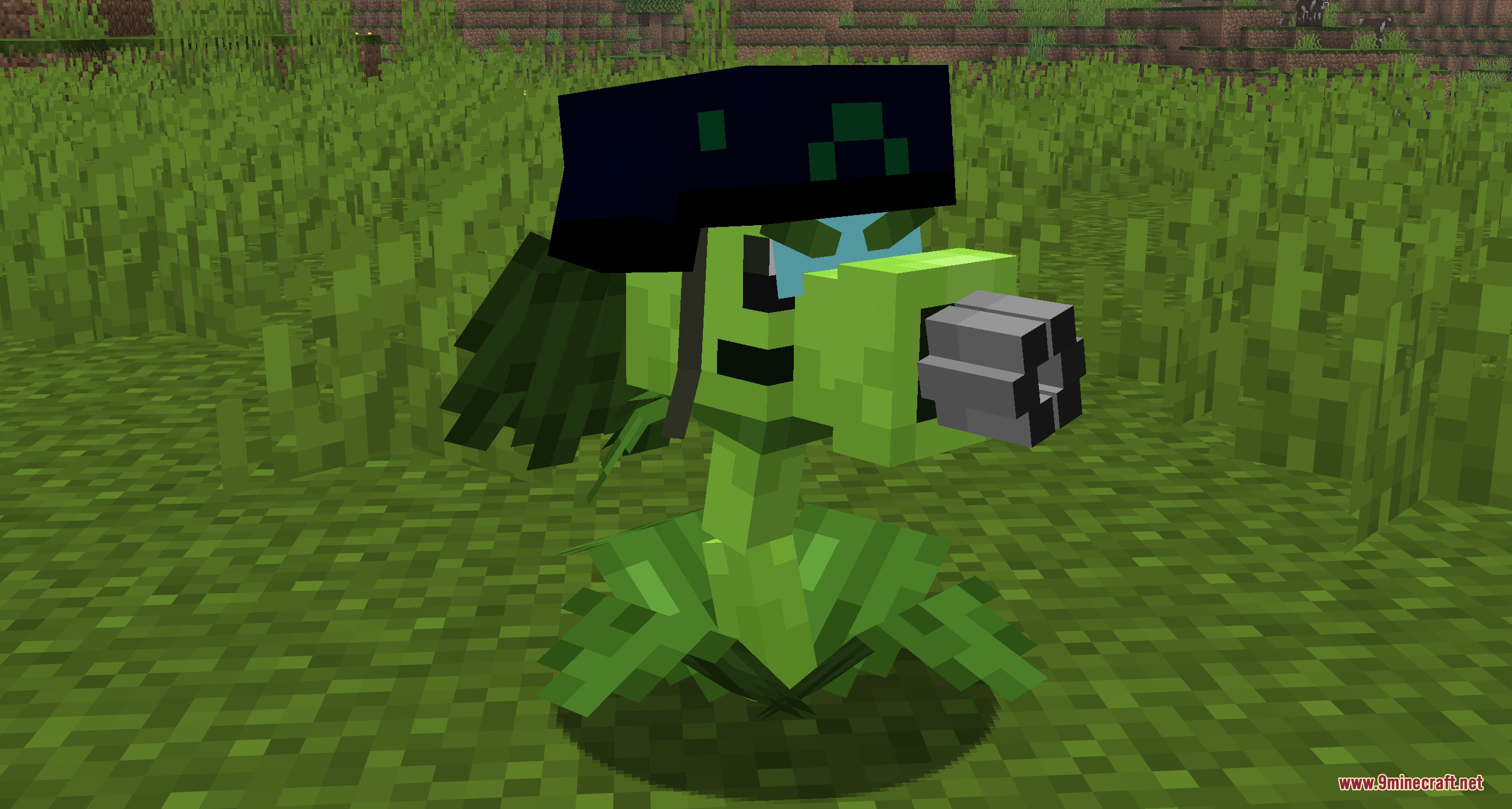 Botanical Undead Warfare Mod Screenshot 6 Side view of a Gatling Pea plant standing on green grass
