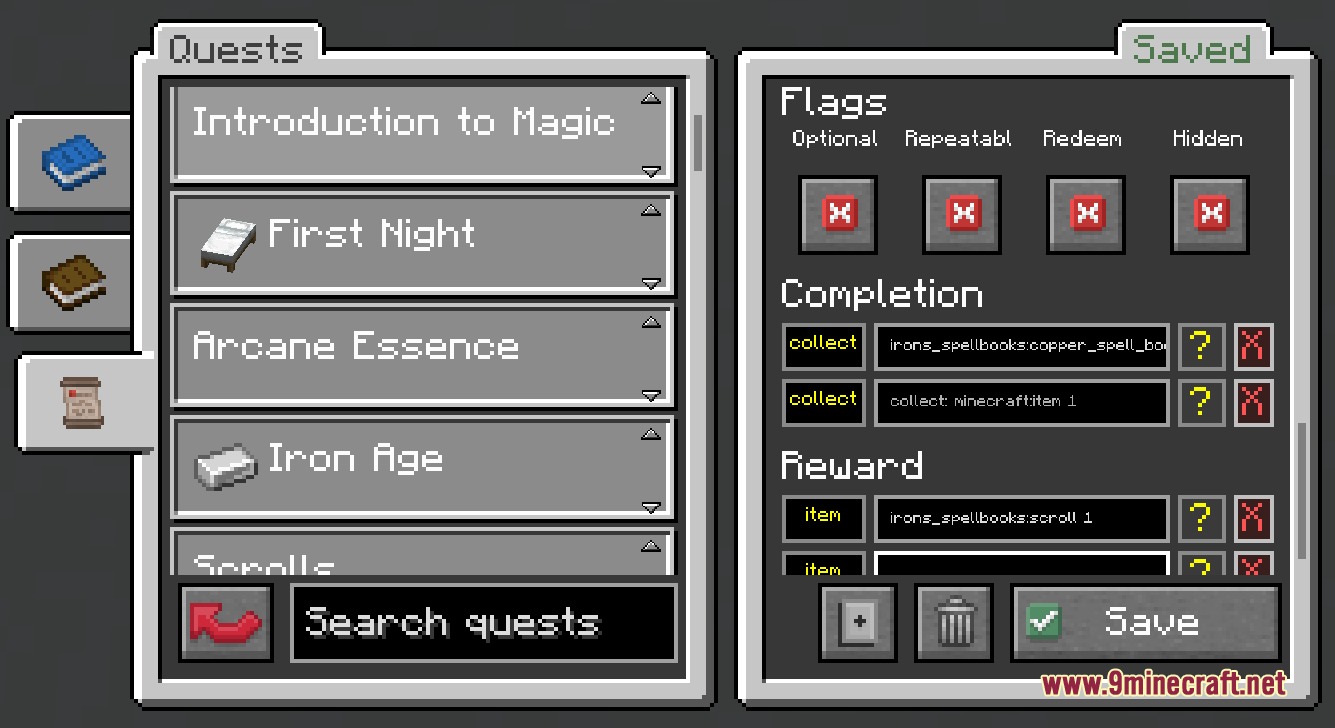 Boundless Quests Mod Screenshot 2 The quest editor menu allows users to configure tasks and item rewards