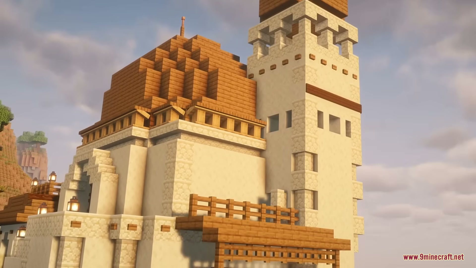 Brave Structures Mod Screenshot 6 A large sandstone desert palace with a tower and wooden domed roof