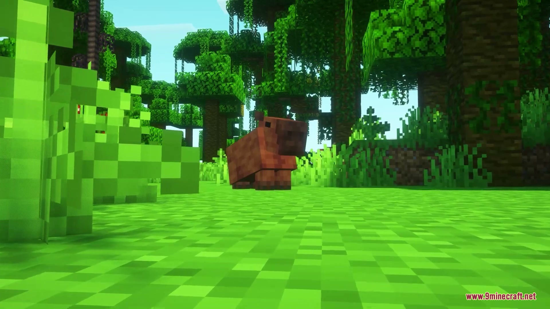 Brazilian Expansion Mod Screenshot 6 A peaceful capybara explores the dense green foliage of a tropical rainforest biome