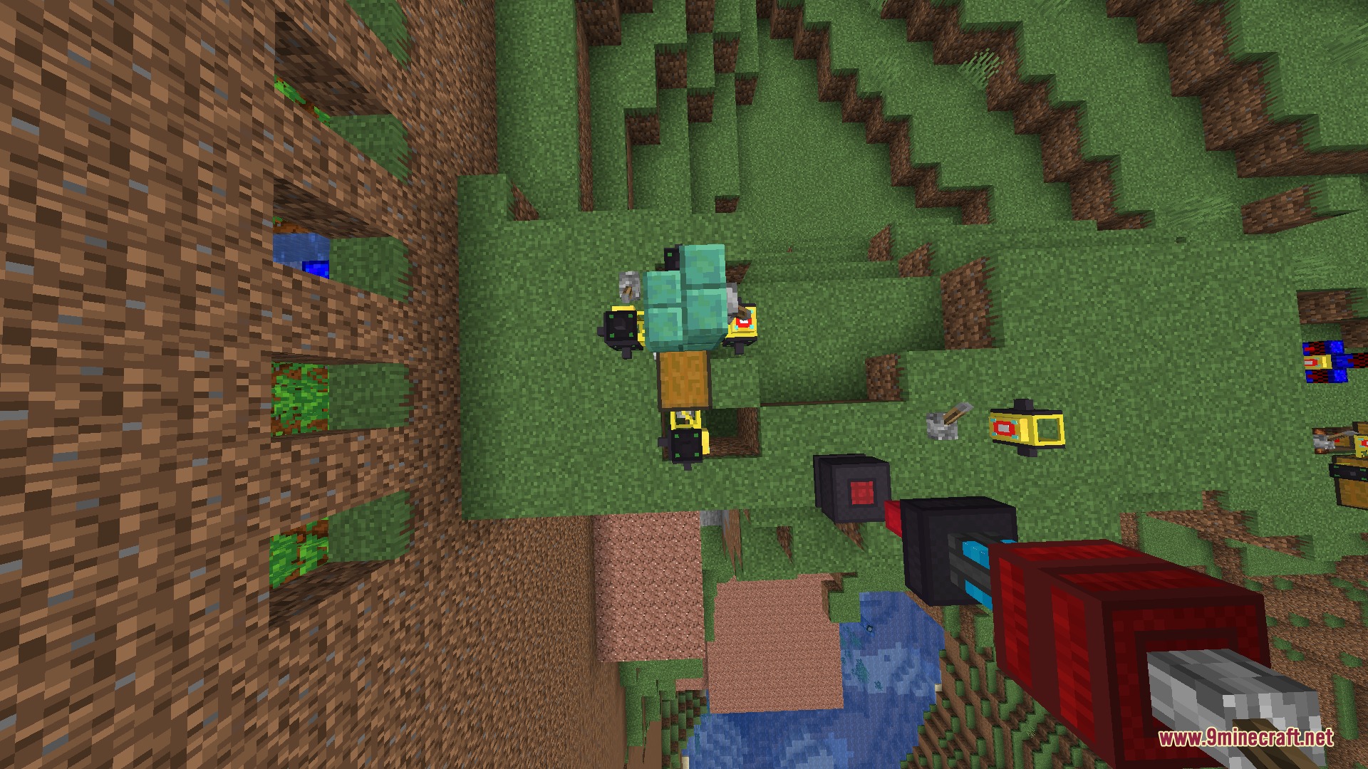 Build Craft Community Edition Mod Screenshot 3 Top down view of automated machinery and pipes in a Minecraft world