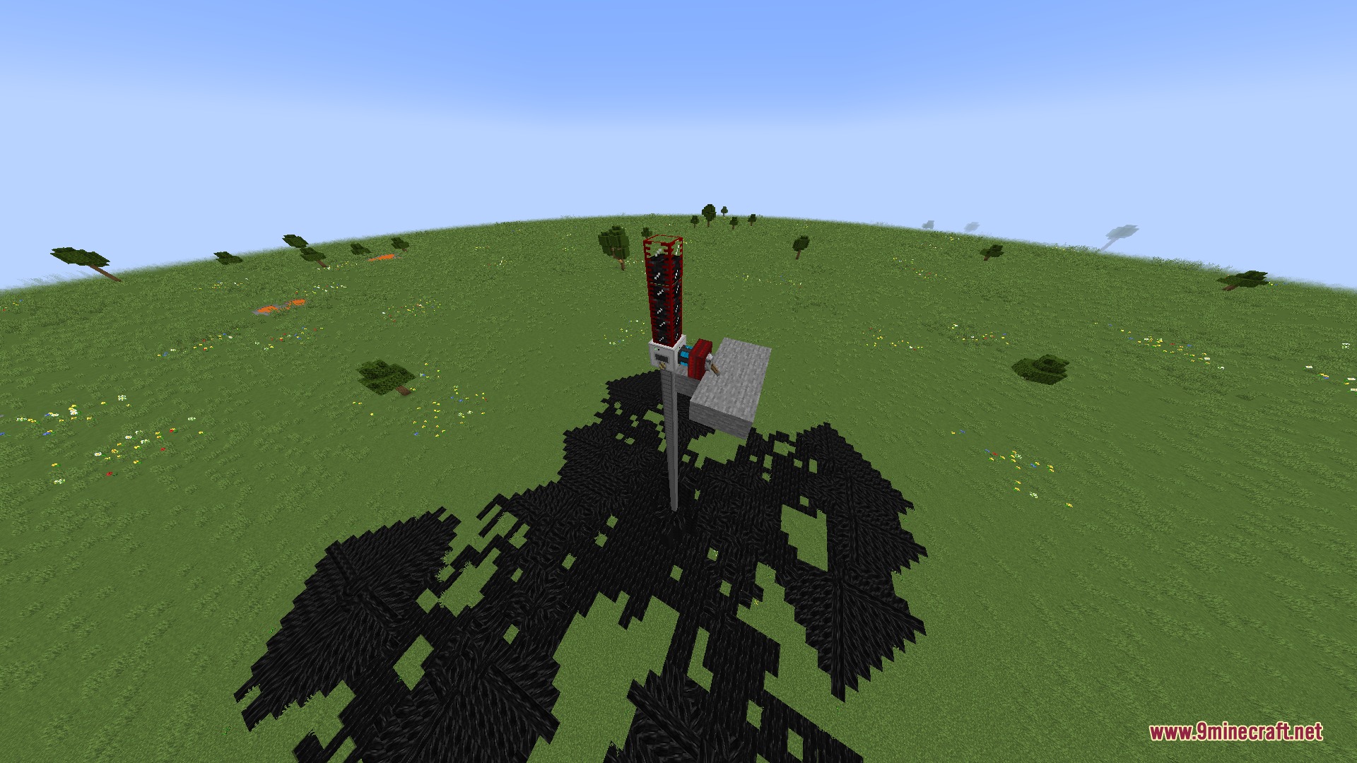 Build Craft Community Edition Mod Screenshot 6 A tall oil rig structure standing over a large black oil spill