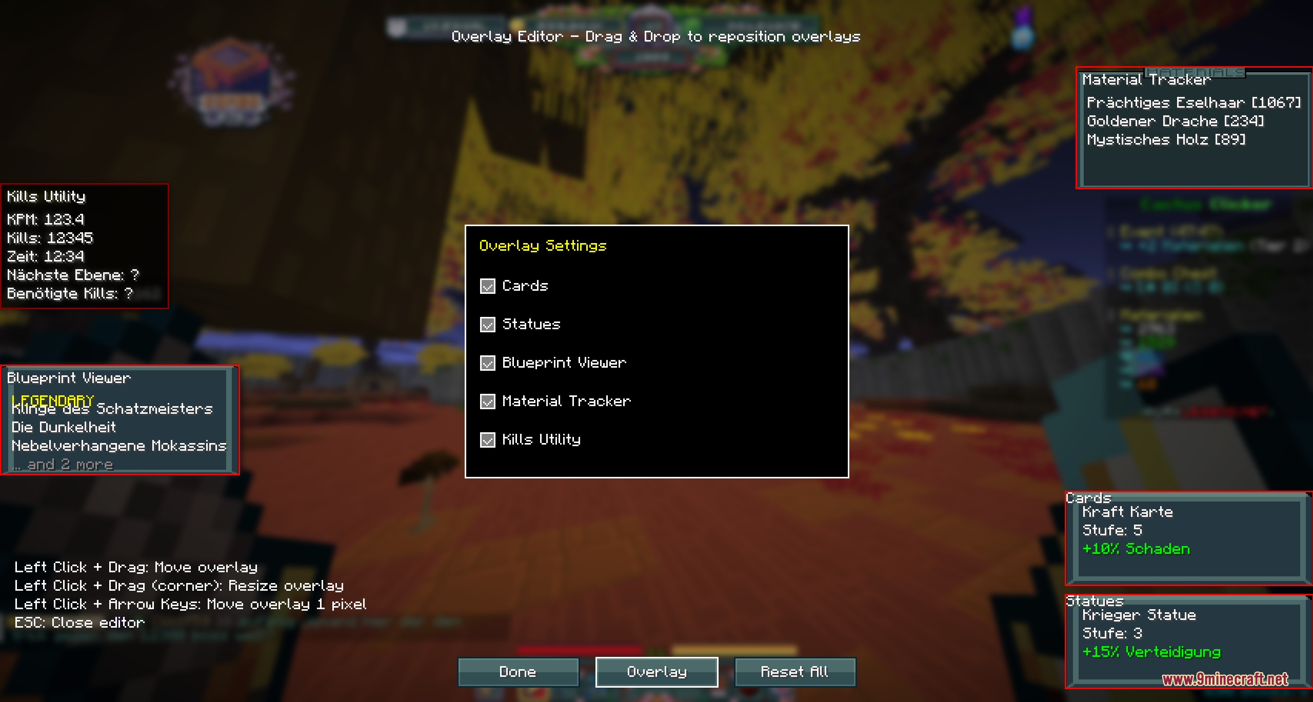 CC Live Utilities Mod Screenshot 1 A player uses the overlay editor to arrange game trackers on screen