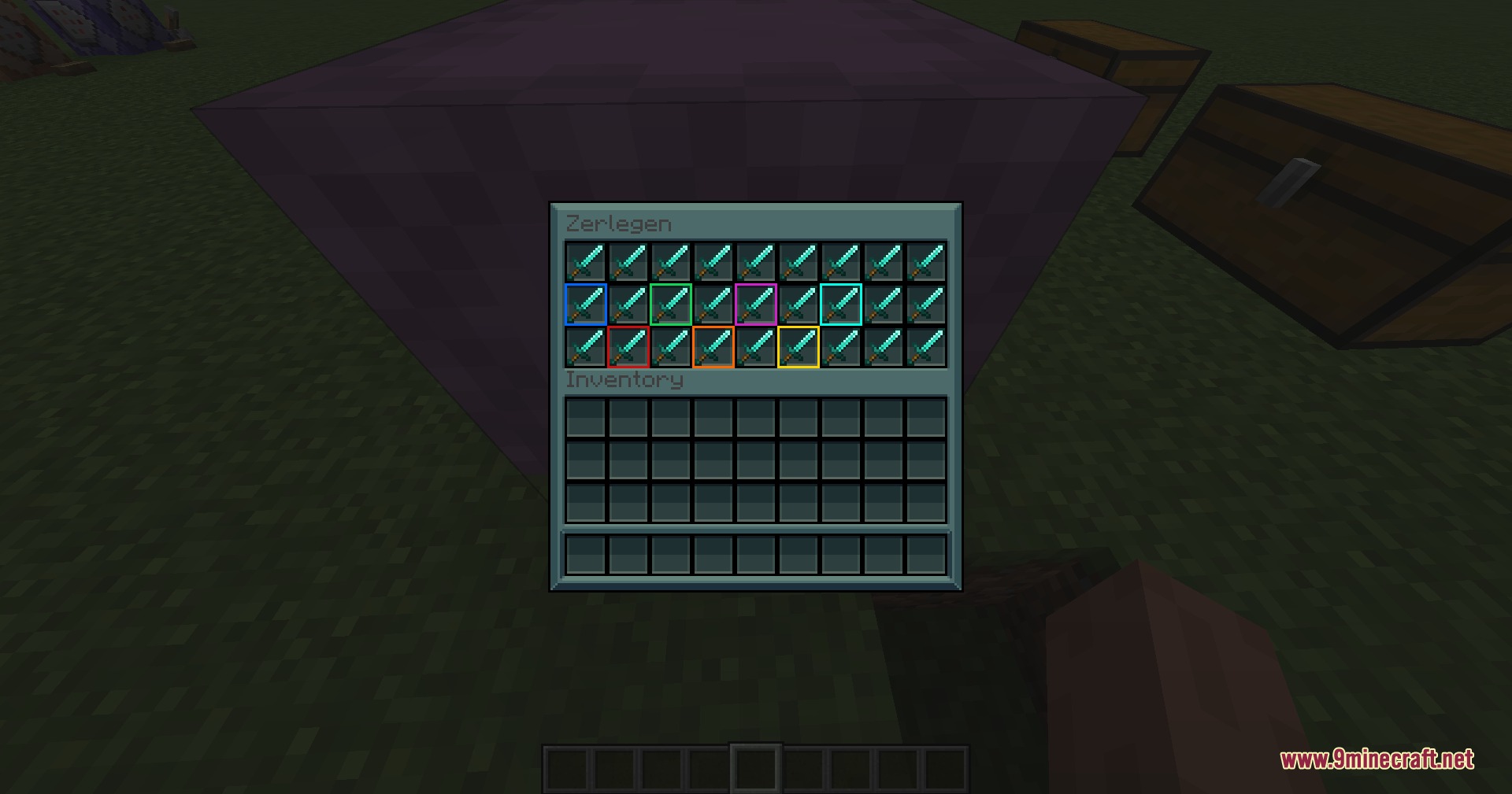 CC Live Utilities Mod Screenshot 7 A custom inventory interface displaying diamond swords within the dismantling menu
