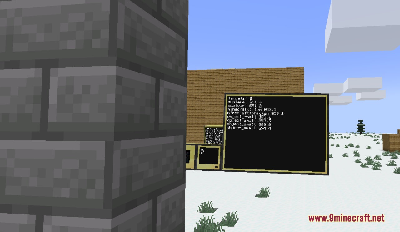 Computer screen showing target data from the CC Optical Mod sensor