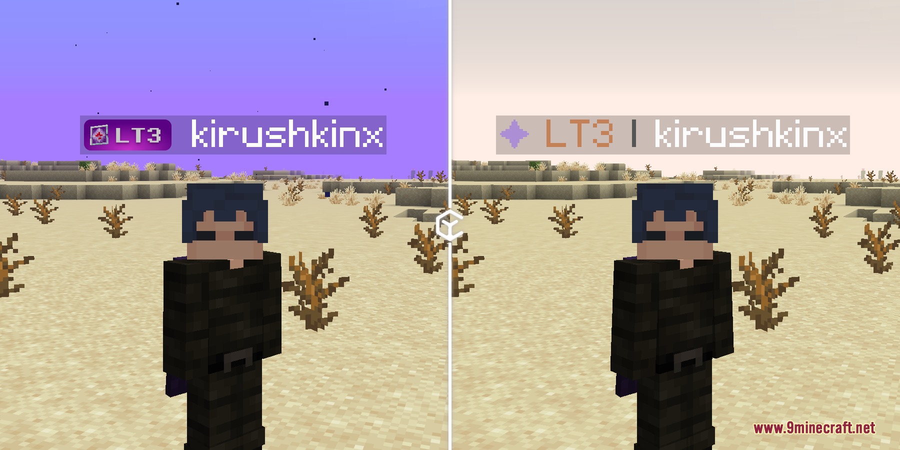 CIS Tier Tagger Mod Screenshot 1 A player displays different skill tier badges above their name tag in a desert