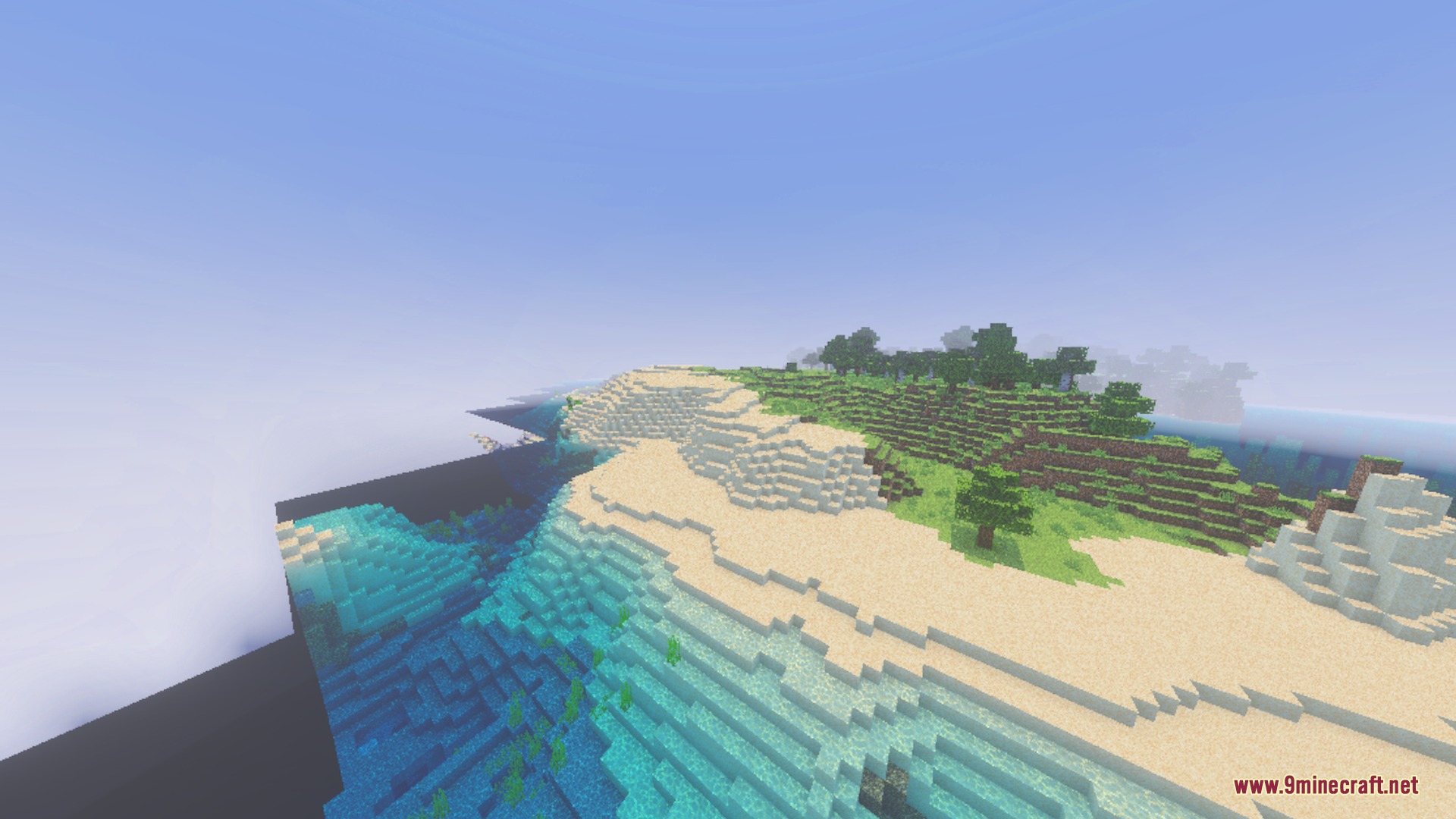 CLEAR FOG VISUAL Shader Screenshot 2 A sandy beach with clear water and a view of distant terrain