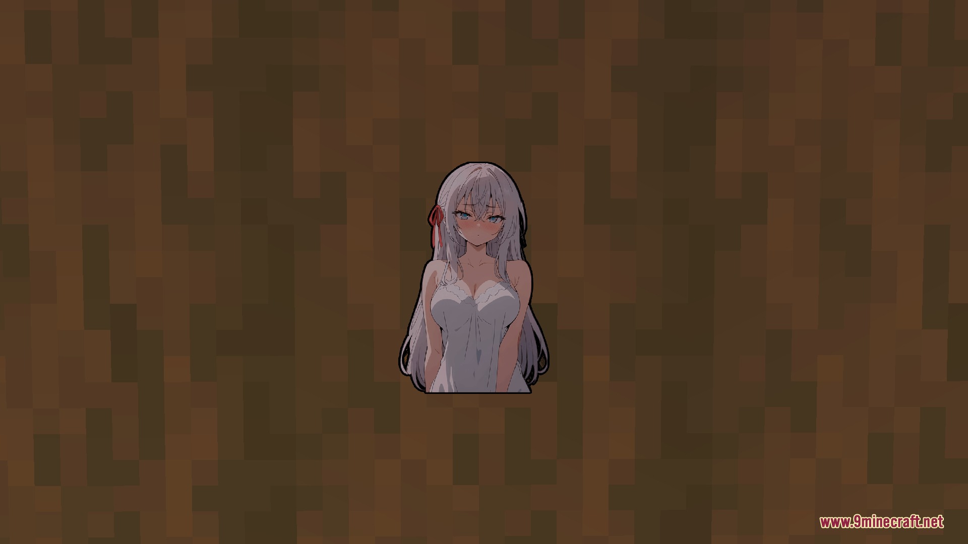 CPvP Alya Kujo Anime Sky Resource Pack Screenshot 4 Anime character illustration displayed on a pixelated brown background for the game