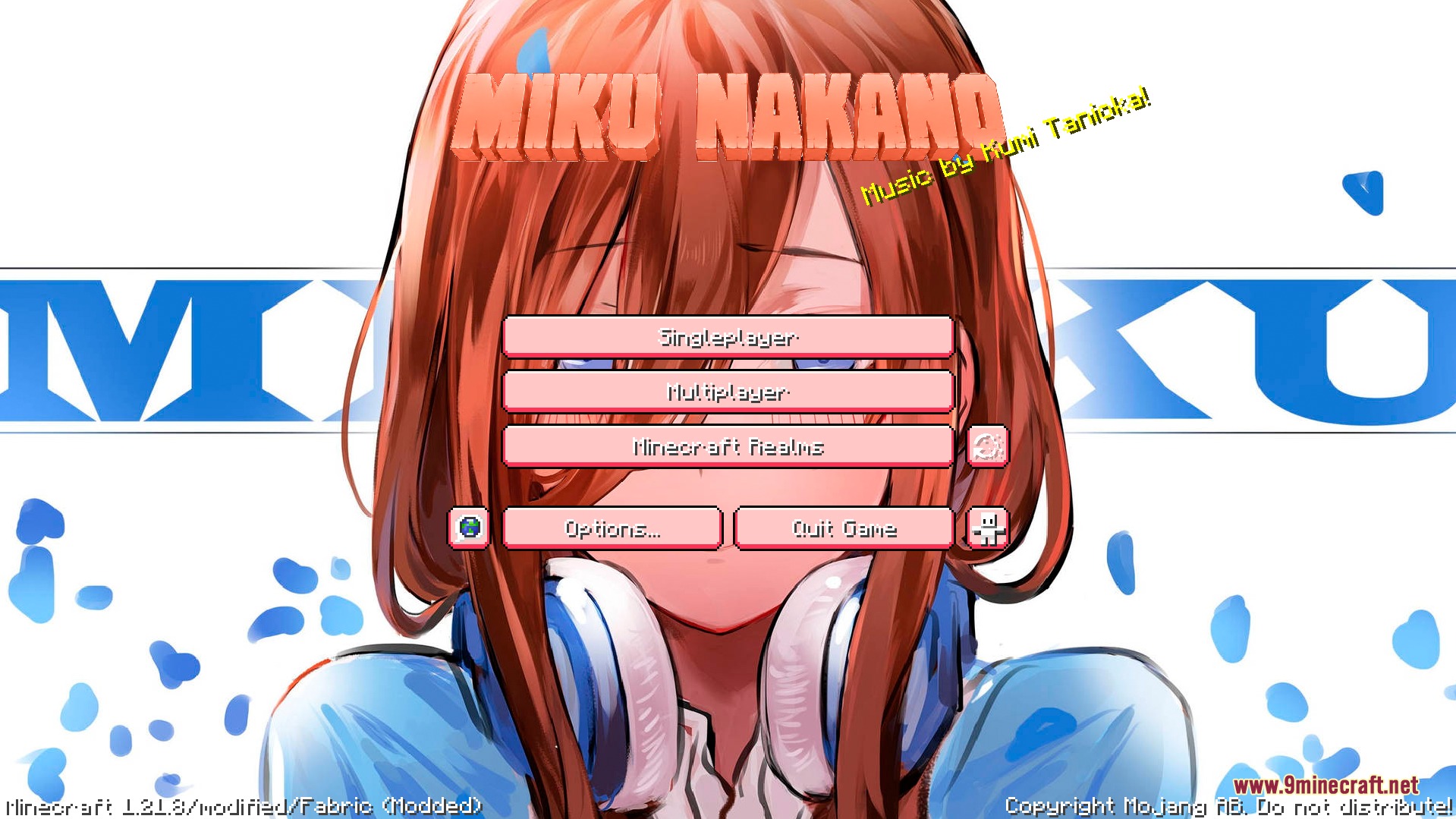 CPvP Miku Nakano Anime Sky Resource Pack Screenshot 2 Anime characters and custom armor stands displayed under a pink starry sky