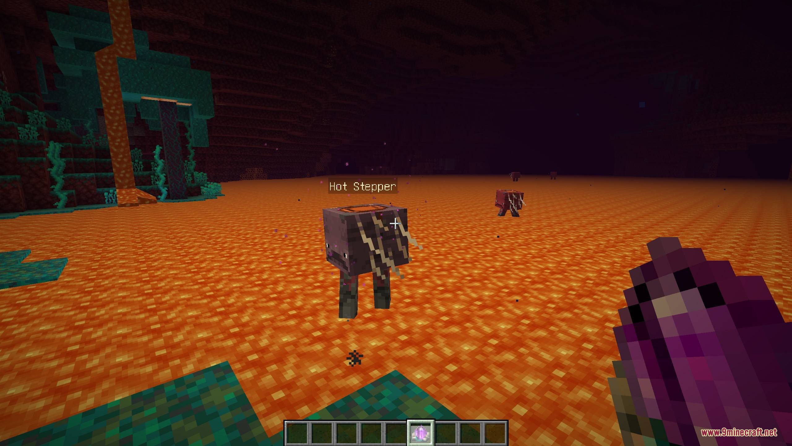 Call of Companions Mod Screenshot 2 Calling a Strider named Hot Stepper across the lava using a magical crystal