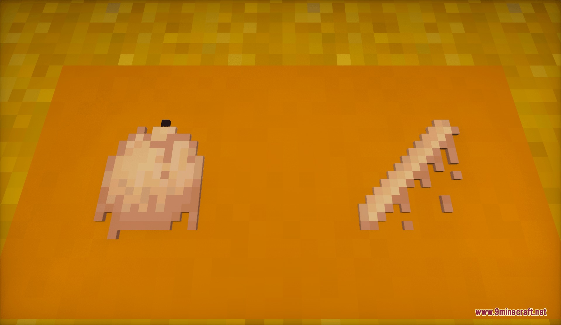 Custom candle item textures displayed on a solid orange background surface
