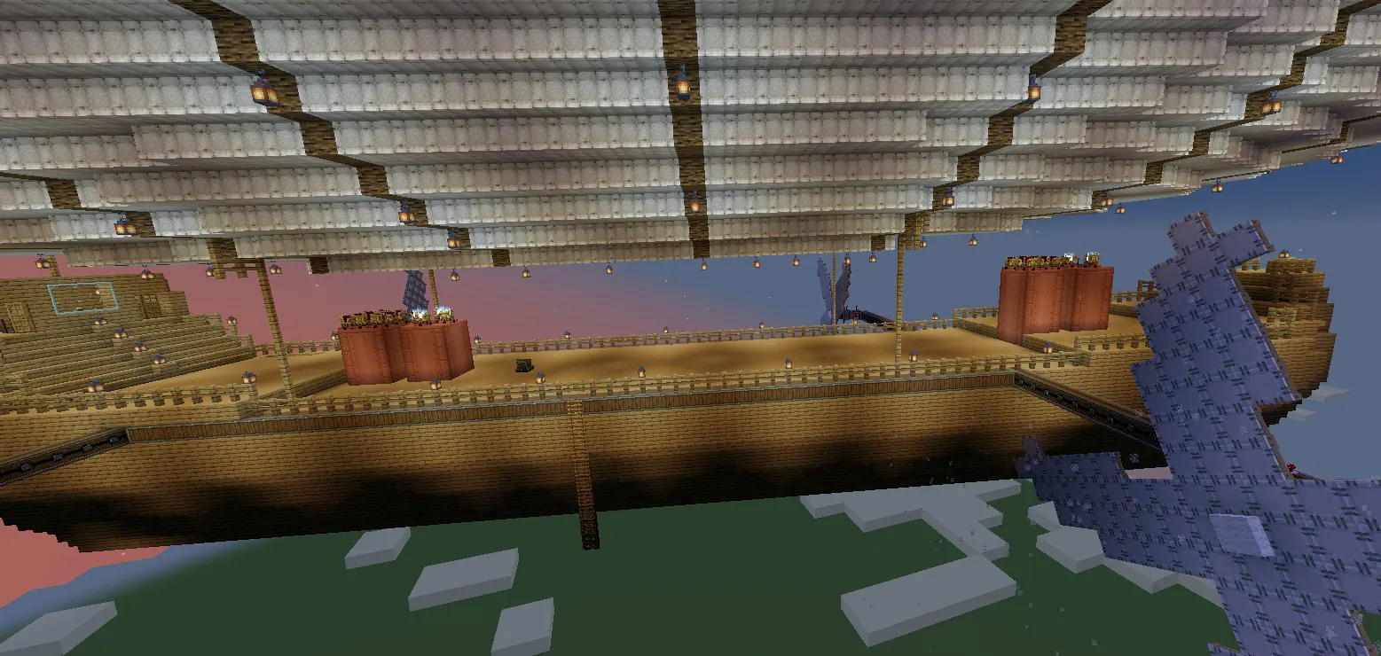 Cargo Air Ship Epic Schematic Screenshots 4 Detailed view of the wooden deck and red boilers on a Minecraft airship