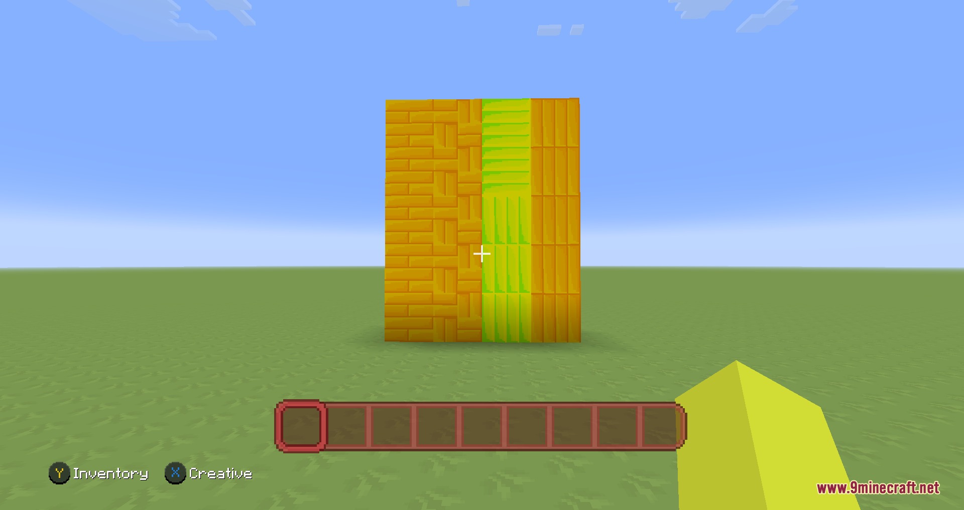 Cartoon Texture Concept Update 1.20 Resource Pack Screenshot 6 Yellow bamboo blocks displayed using the Cartoon Texture Concept Update resource pack