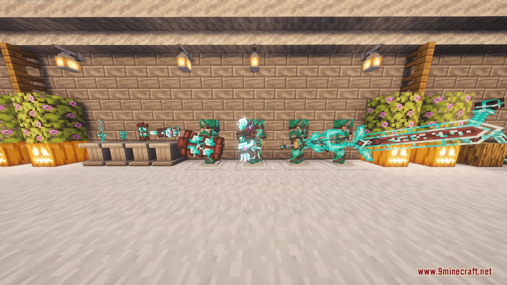 Cataclysm Ignis Soulfires Mod Screenshot 1 Powerful Souled Ignitium armor and weapons showcased on several wooden armor stands