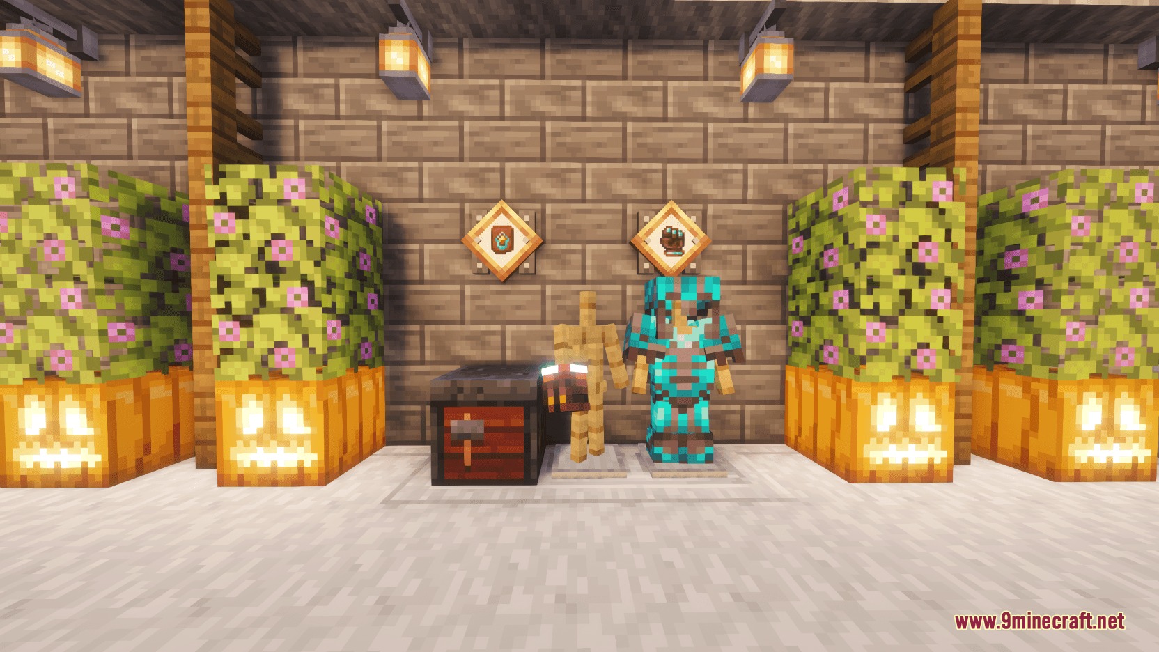 Cataclysm Ignis Soulfires Mod Screenshot 3 A smithing table and armor stand displaying new soul infused gear items