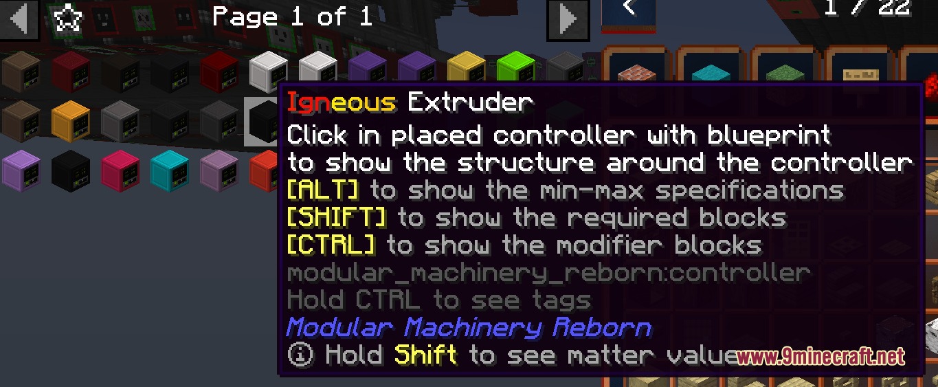Tooltip for the Igneous Extruder machine from the Modular Machinery Reborn mod