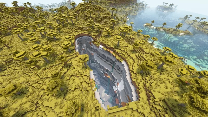 Giant rift valley cutting through a savanna biome into the deep earth