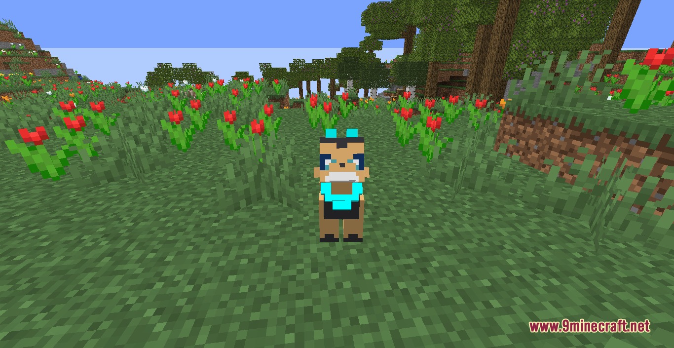 Chibi South Critters Mod Screenshot 5 A small custom monster stands in a field of red tulips