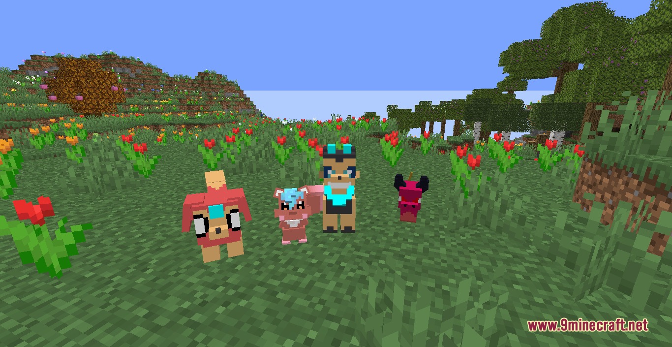Chibi South Critters Mod Screenshot 6 Four unique custom creatures from Chibi South Critters Mod stand in a field