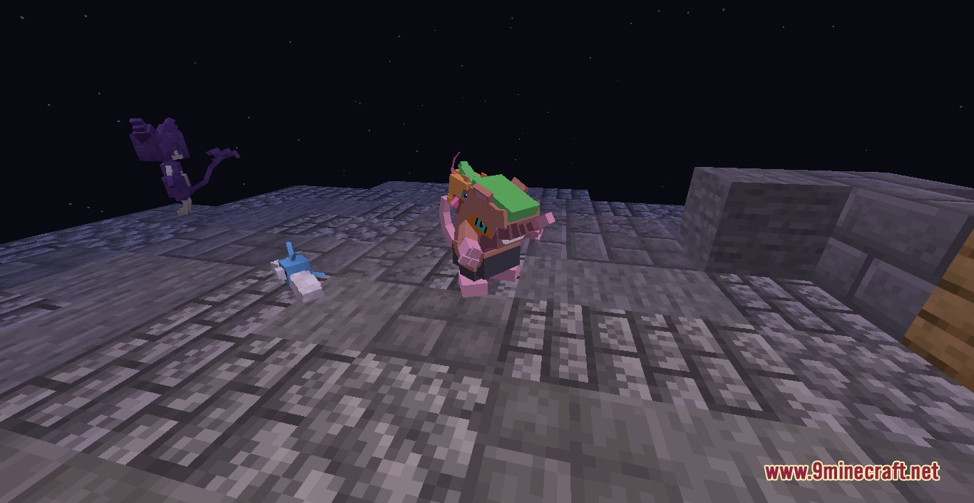 Chibi South Critters Mod Screenshot 7 Custom Chibi South Critters monsters stand on a cobblestone platform at night
