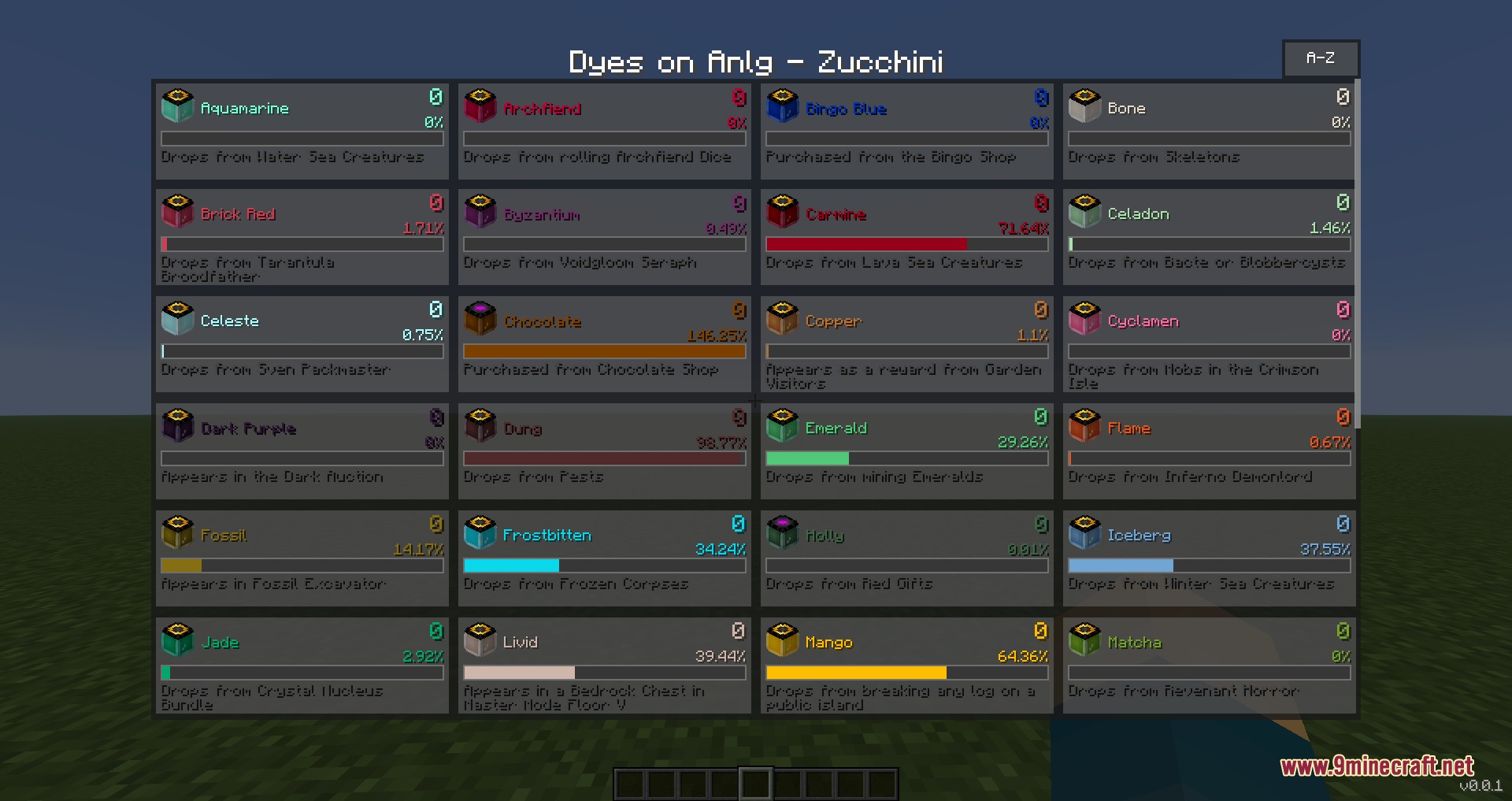 Chromatic Zenith Mod Screenshot 2 Chromatic Zenith Mod tracks collection progress for various rare dyes in game