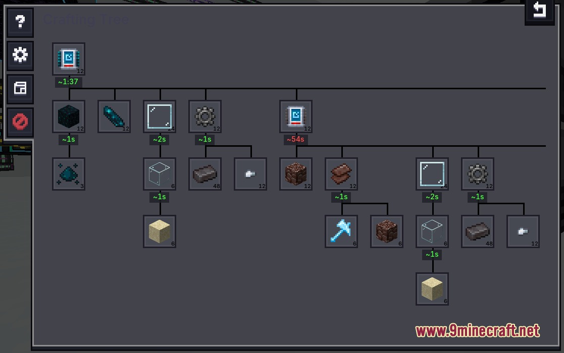 Chronos Retained Metrics Mod Screenshot 5 Chronos Retained Metrics mod showing time to craft in the tree menu