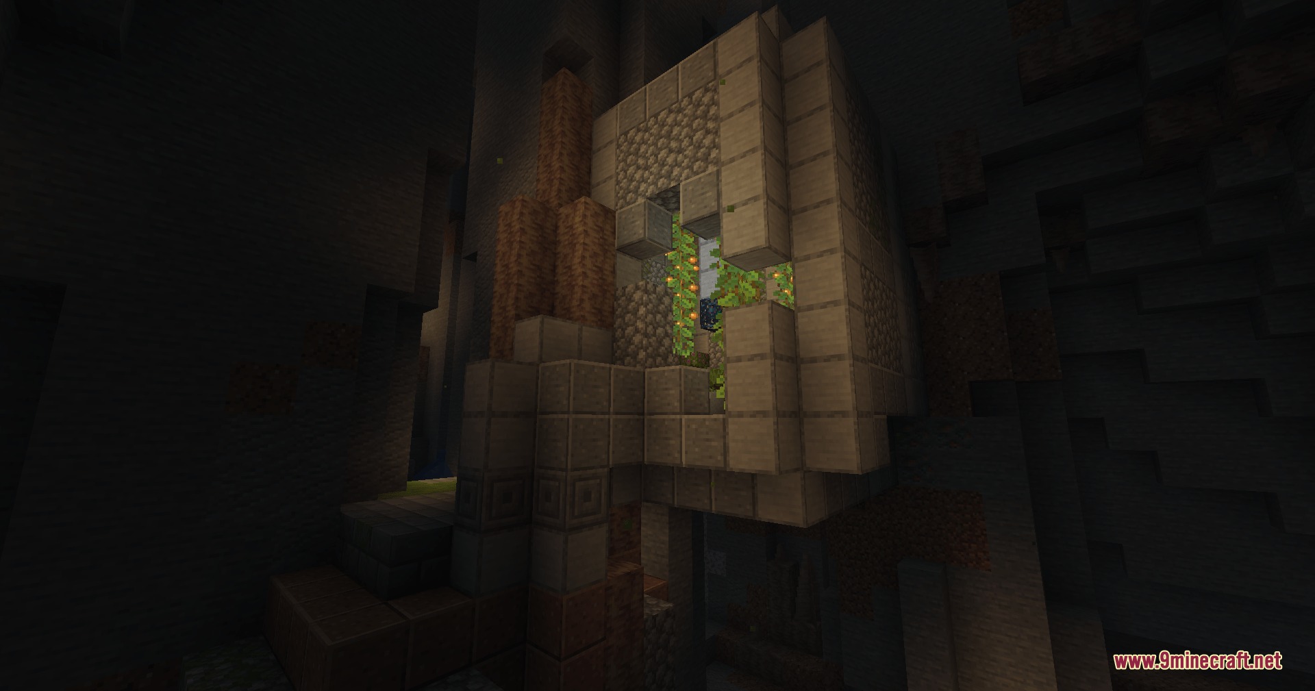 Cinch's Lost Mob Grinders Mod Screenshot 8 A ruined mob grinder from Cinch Lost Mob Grinders Mod in a cave