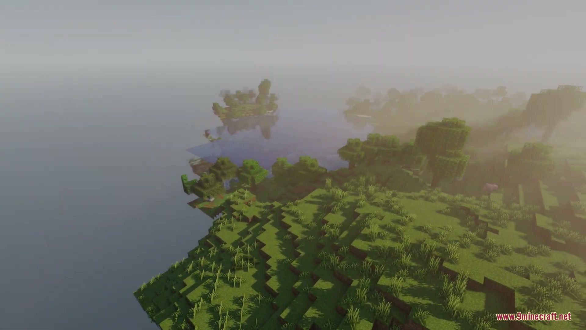 Cinematic Respawn Mod Screenshot 10 Cinematic camera view of a foggy coastline with trees and water