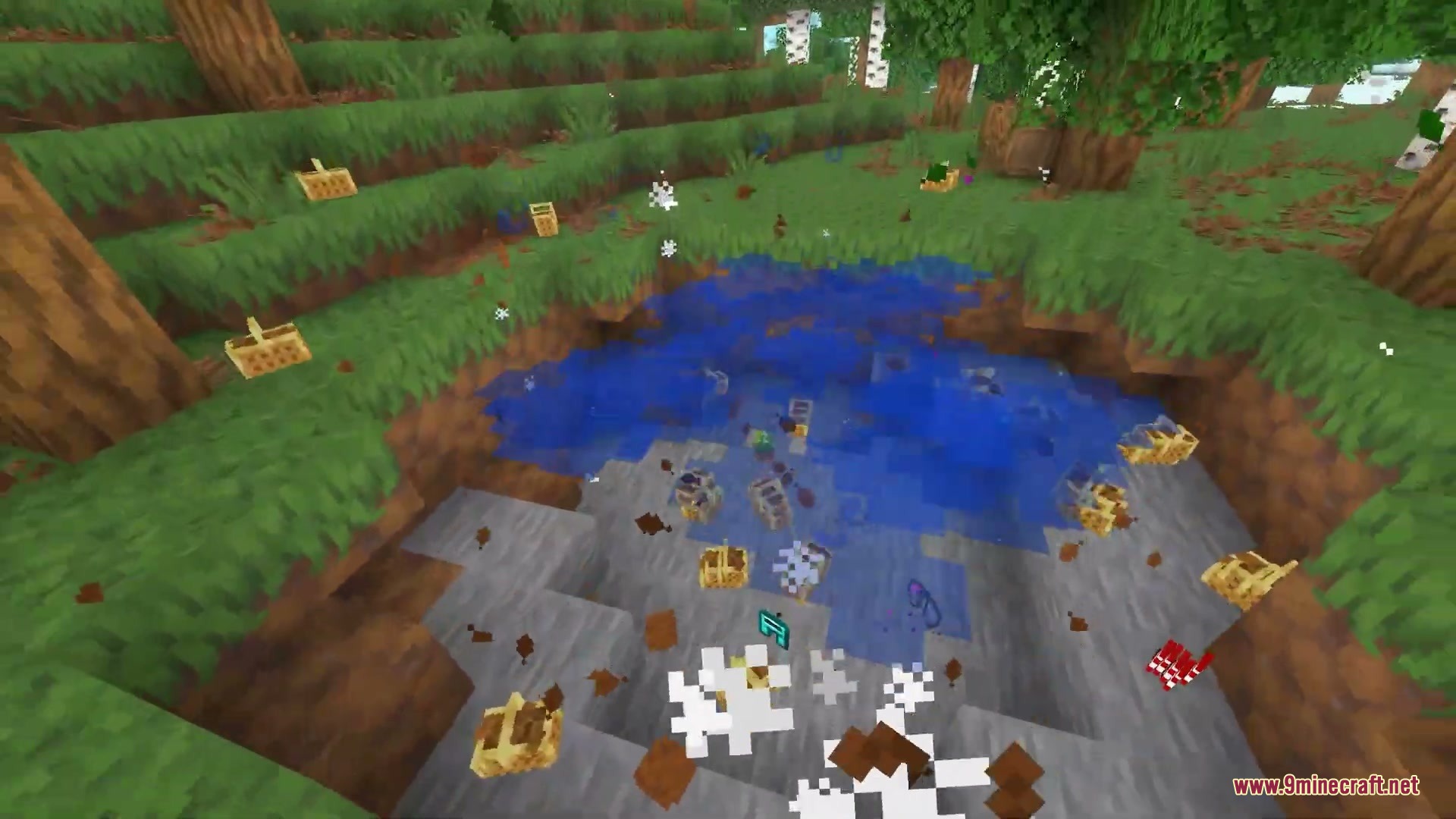 Cinematic Respawn Mod Screenshot 11 Cinematic Respawn Mod camera viewing items scattered around a pond