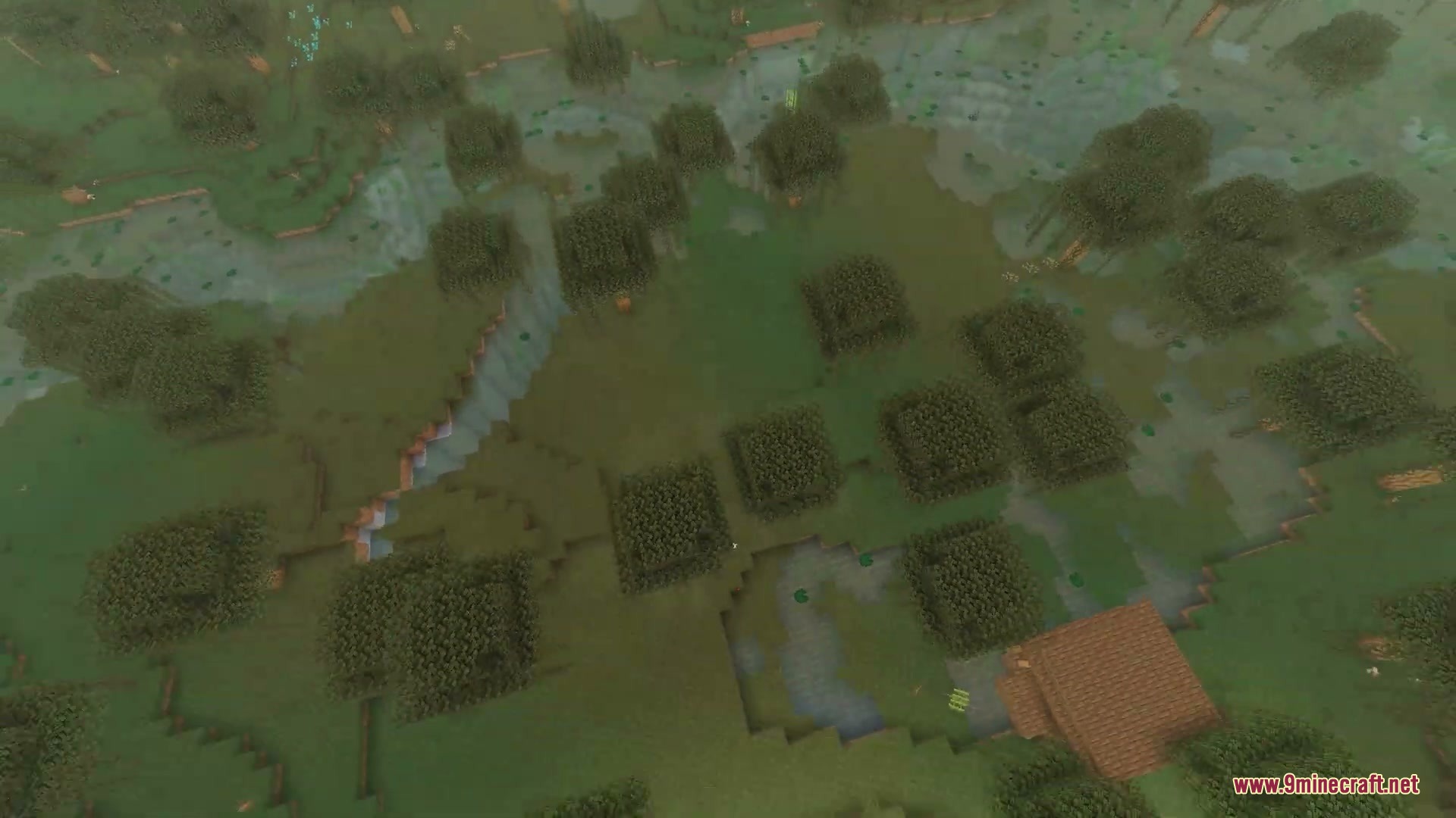 Cinematic Respawn Mod Screenshot 2 Cinematic Respawn mod shows aerial view of swamp after player death occurs