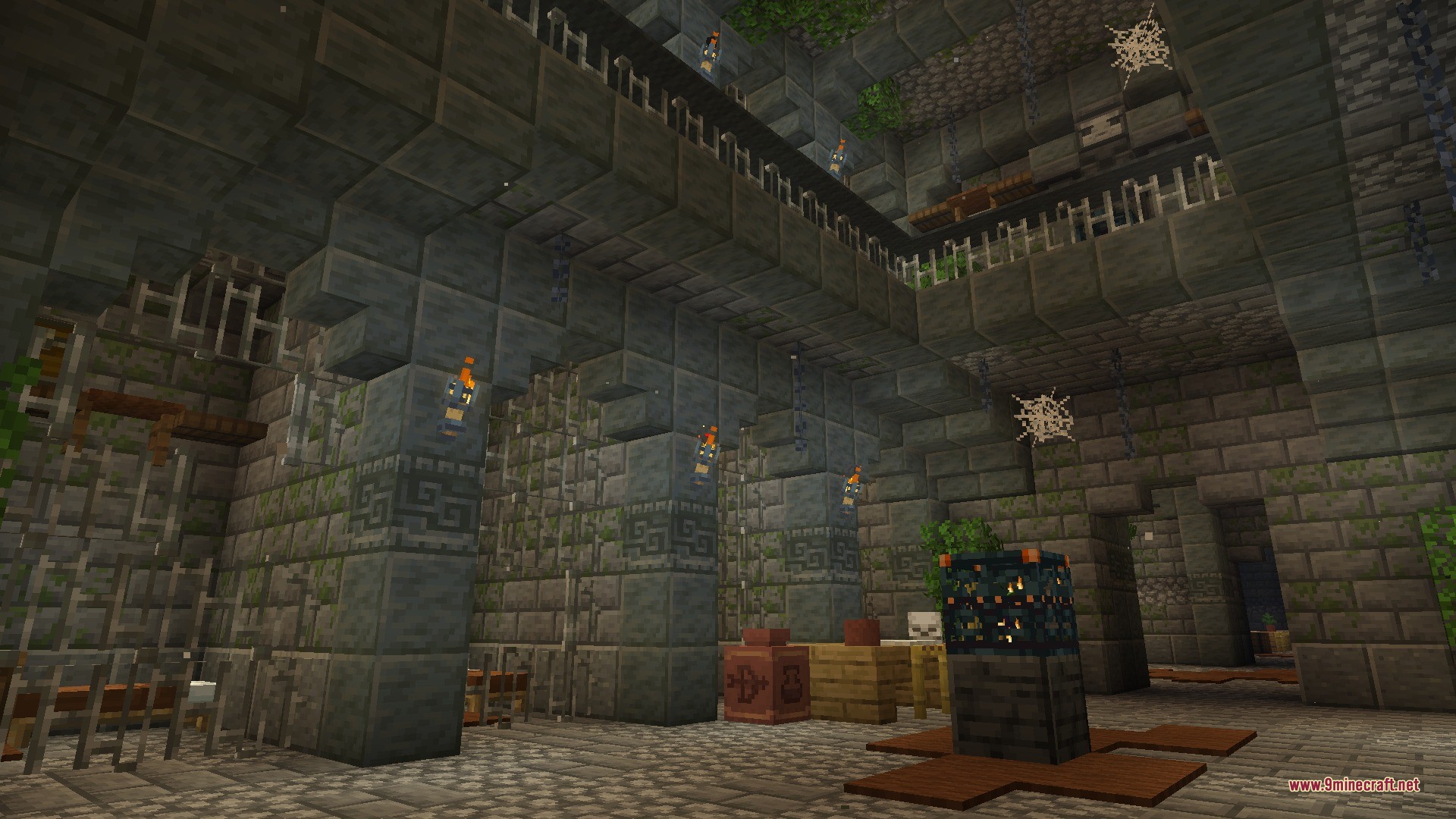 Citadel of Trials Data Pack Screenshot 8 A mob spawner sits in the center of a stone jail chamber