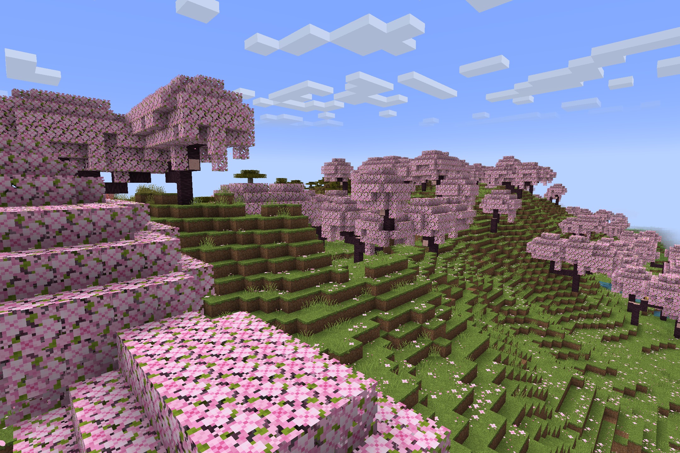 Classic Faithful 64x Jappa Resource Pack Screenshot 1 Classic Faithful Jappa Resource Pack enhances the vibrant pink cherry blossom trees