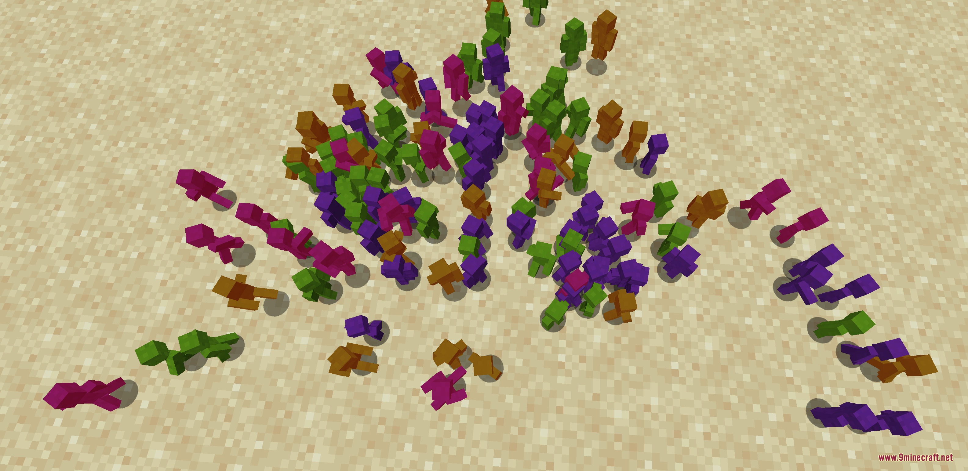 Clay Soldiers Remake Mod Screenshot 2 Large groups of colorful clay soldiers engaging in battle on a sandy terrain