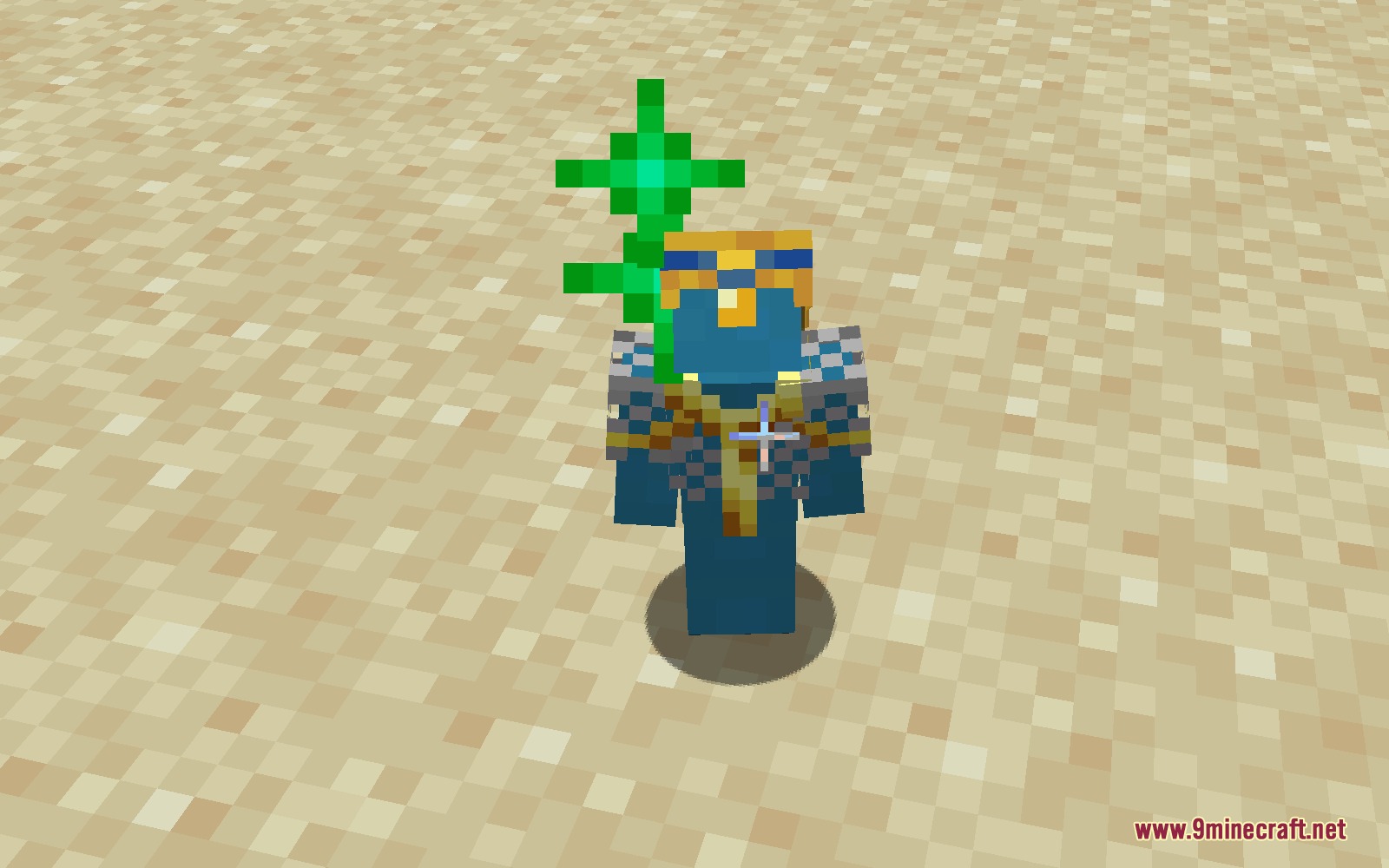 Clay Soldiers Remake Mod Screenshot 4 A miniature blue clay soldier wearing gold armor and holding a staff