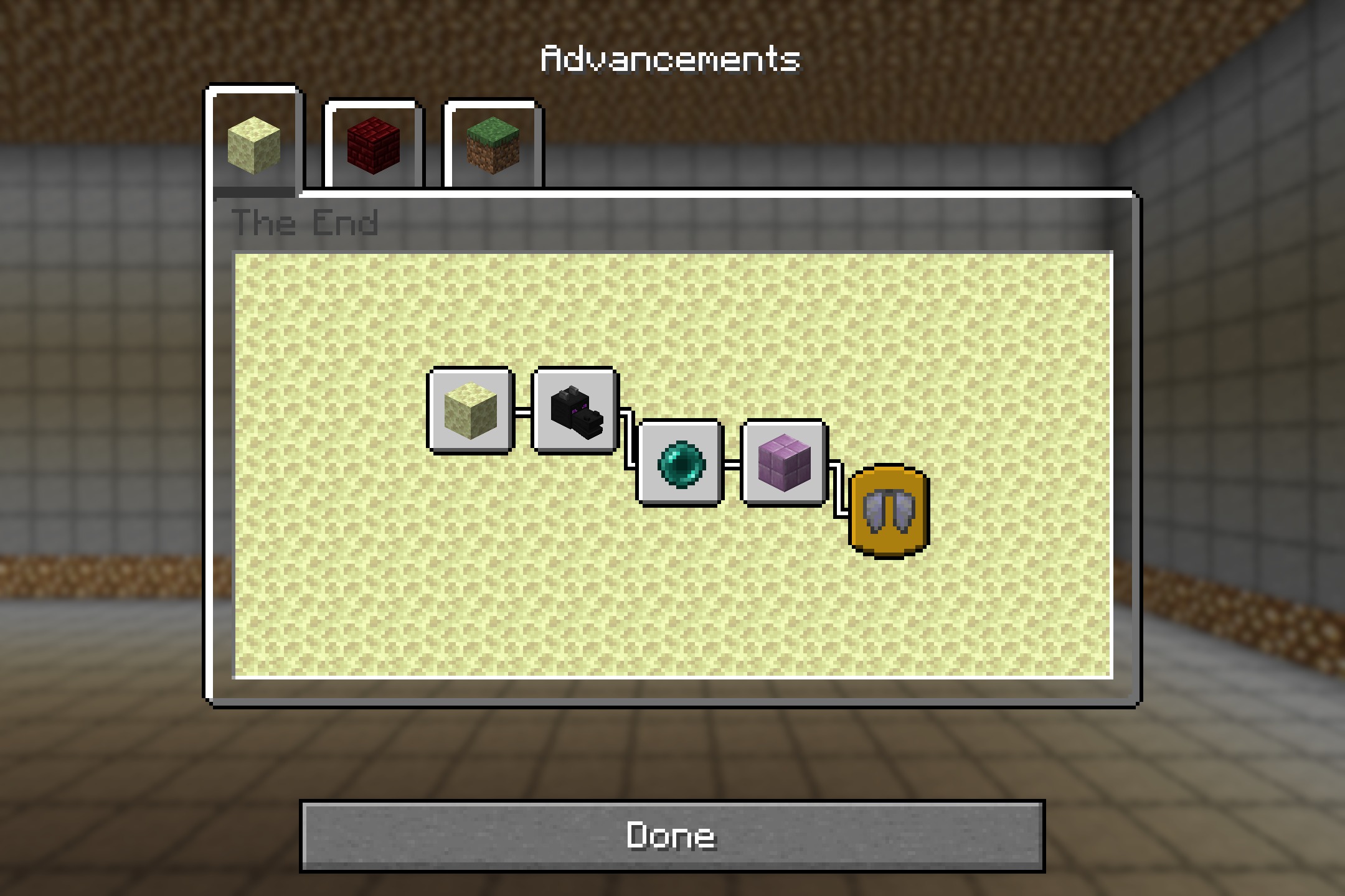Clear Inventory Resource Pack Screenshot 2 Transparent advancements screen displaying the end dimension progression path