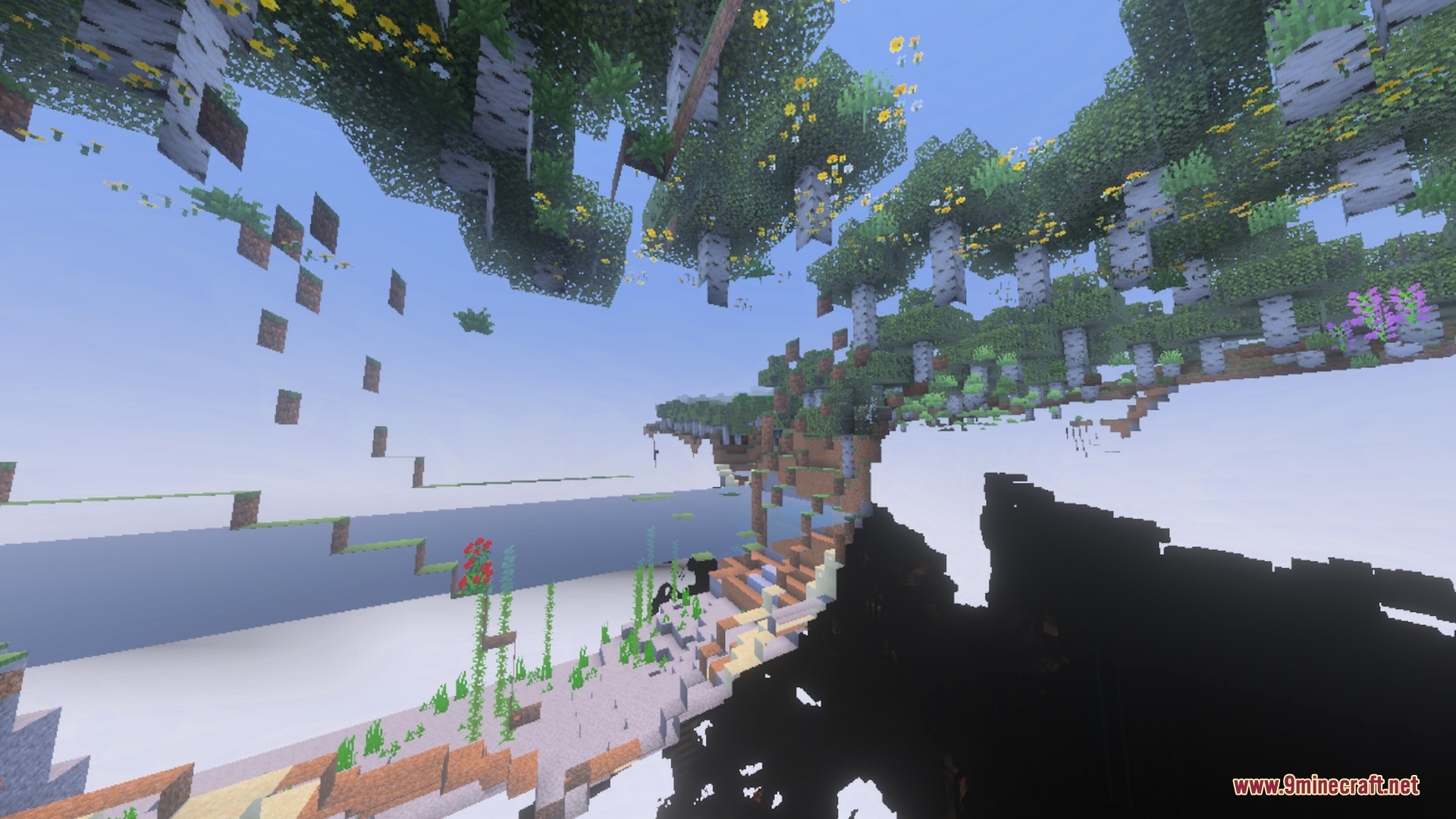 Clear Sight Shader Screenshot 3 Enhanced visibility reveals the underground structure of a birch forest biome