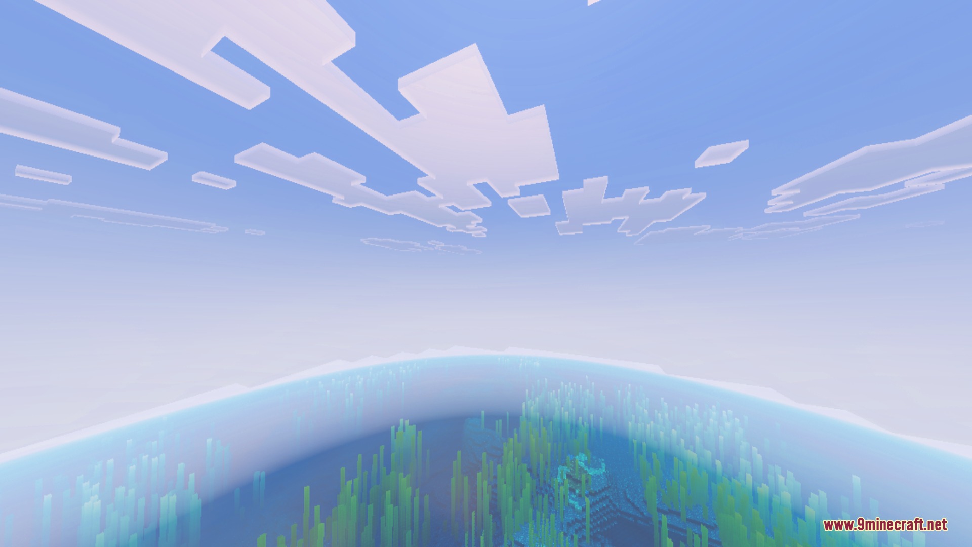 Clear Sight Shader Screenshot 5 Clear blue water showing underwater vegetation and kelp in a vast ocean biome