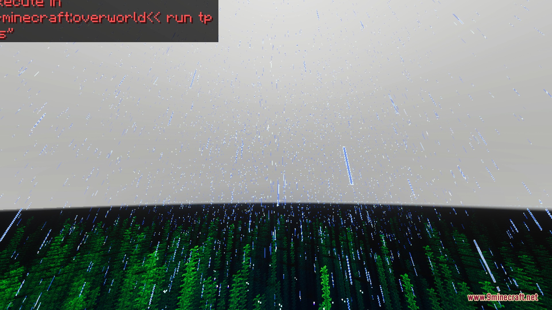Cloudious Vibrant Visual Shader Screenshot 10 Rain falling from a cloudy sky over a lush green forest