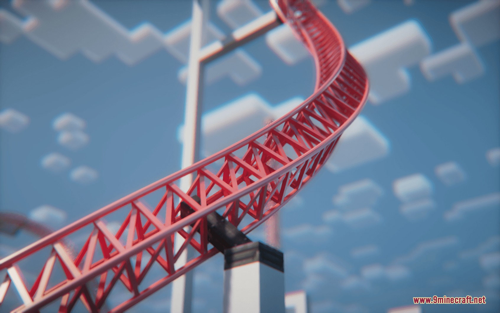 Coasters Simulated Track Styles Mod Screenshot 8 Detailed red steel roller coaster track with truss design against the sky