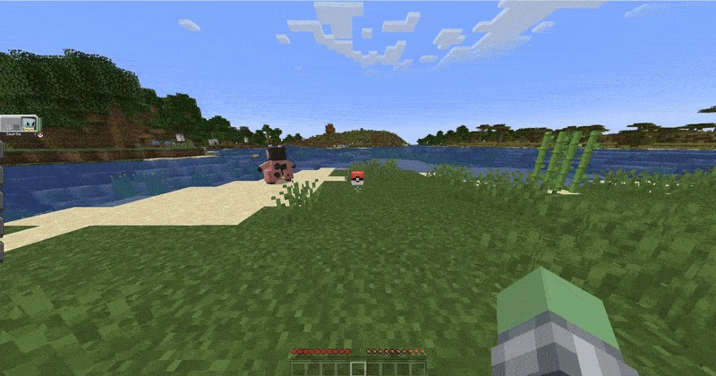 Cobbled Loot Data Pack Screenshot 1 A player finds a Poke Ball loot container near a wild Miltank