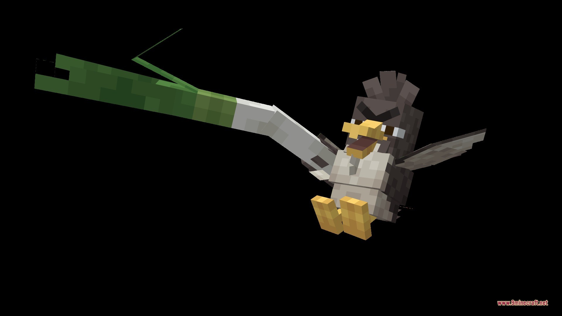A blocky Galarian Farfetchd holding a large green leek in its wing