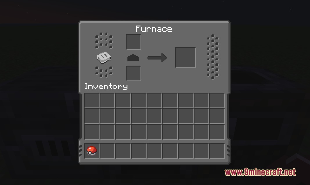 Cobblemon Interface Embossed Legacy Resource Pack Screenshot 8 Furnace interface featuring a custom gray embossed user interface in Minecraft