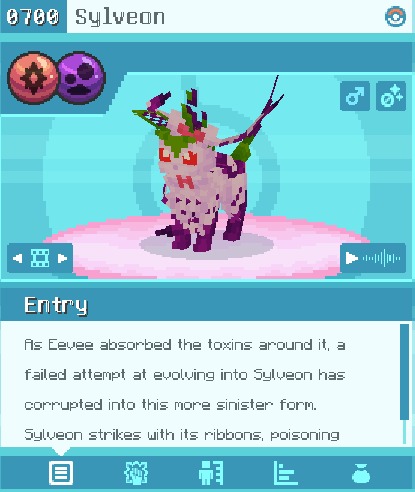 Cobblemon Kazeran Eeveelutions Data Pack Screenshot 10 Pokedex entry for a sinister Fairy and Poison type Sylveon regional form