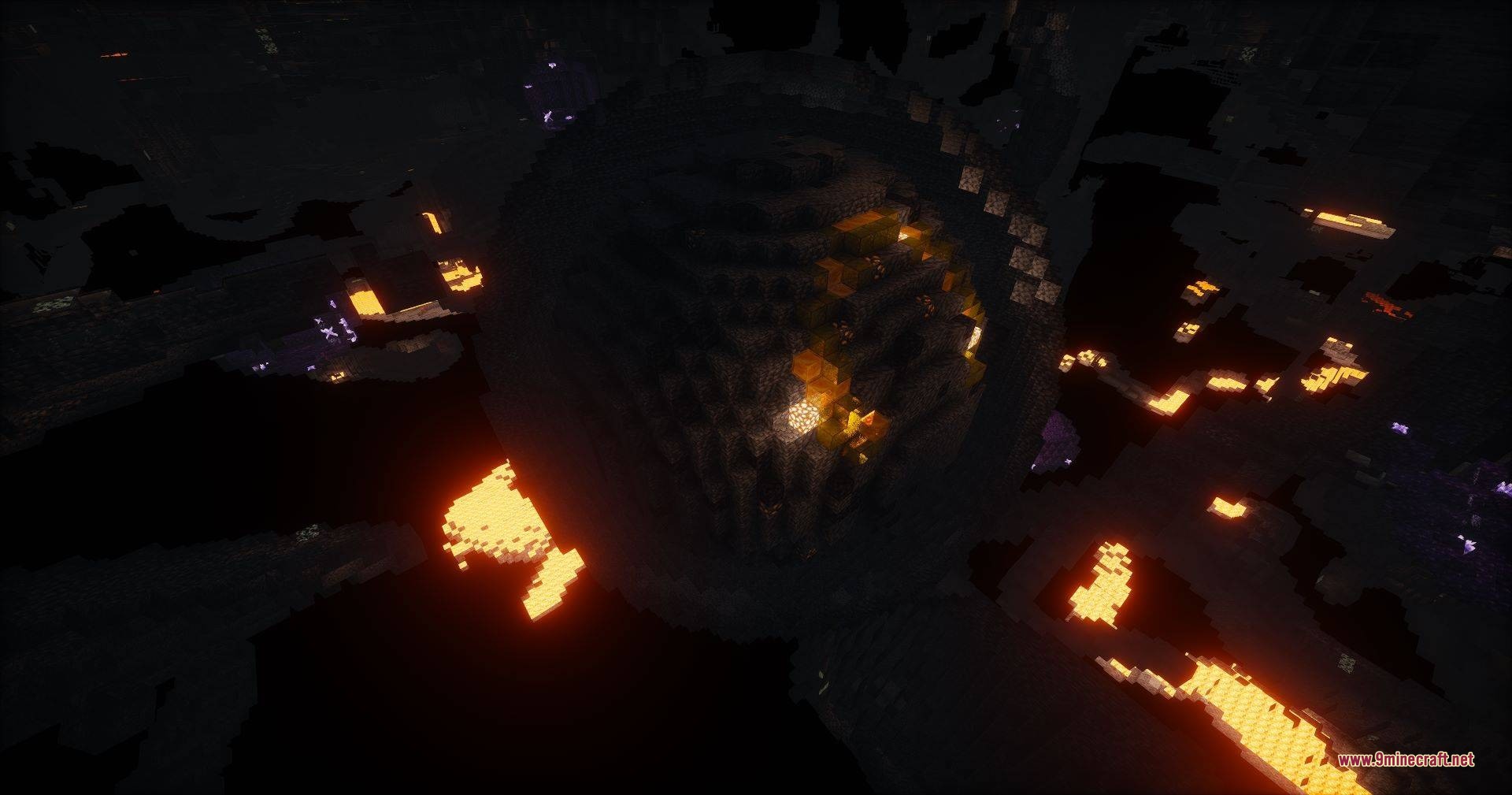 Cobblemon Path to Legends Data Pack Screenshot 2 A large spherical stone structure hidden deep within an underground lava cavern