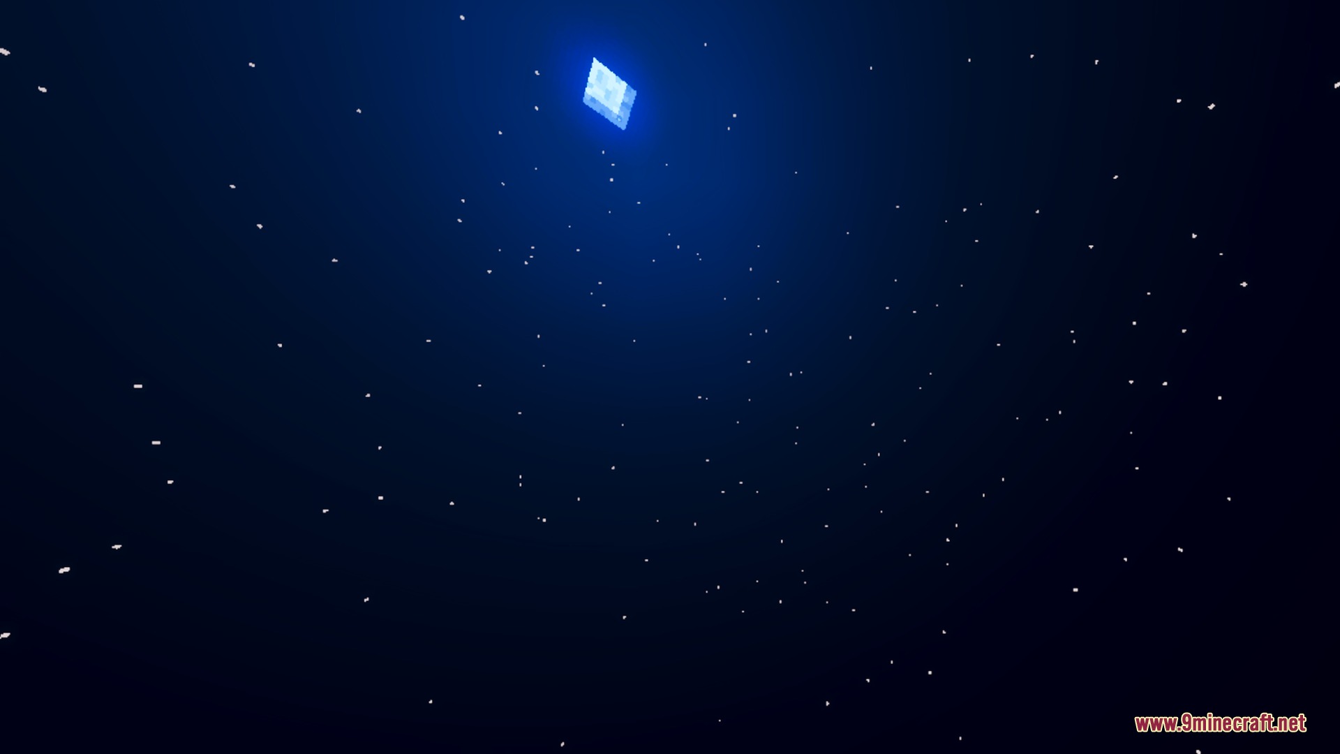 Colorful Visuals Shader Screenshot 5 A deep blue night sky filled with glowing stars and a bright square moon