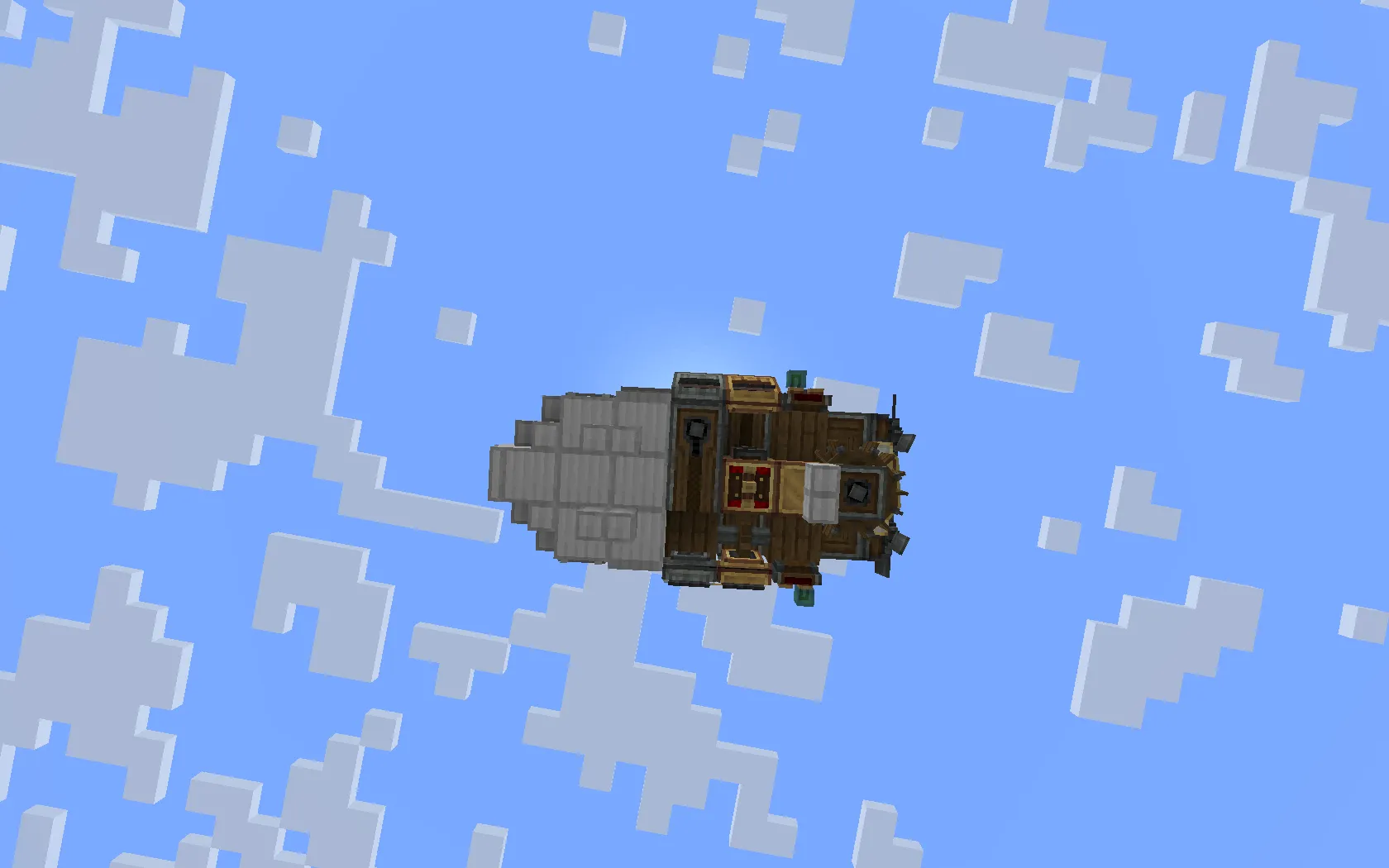 Compact Helicopter Schematic Screenshots 1 Bottom view of a small helicopter flying in the blue pixelated sky
