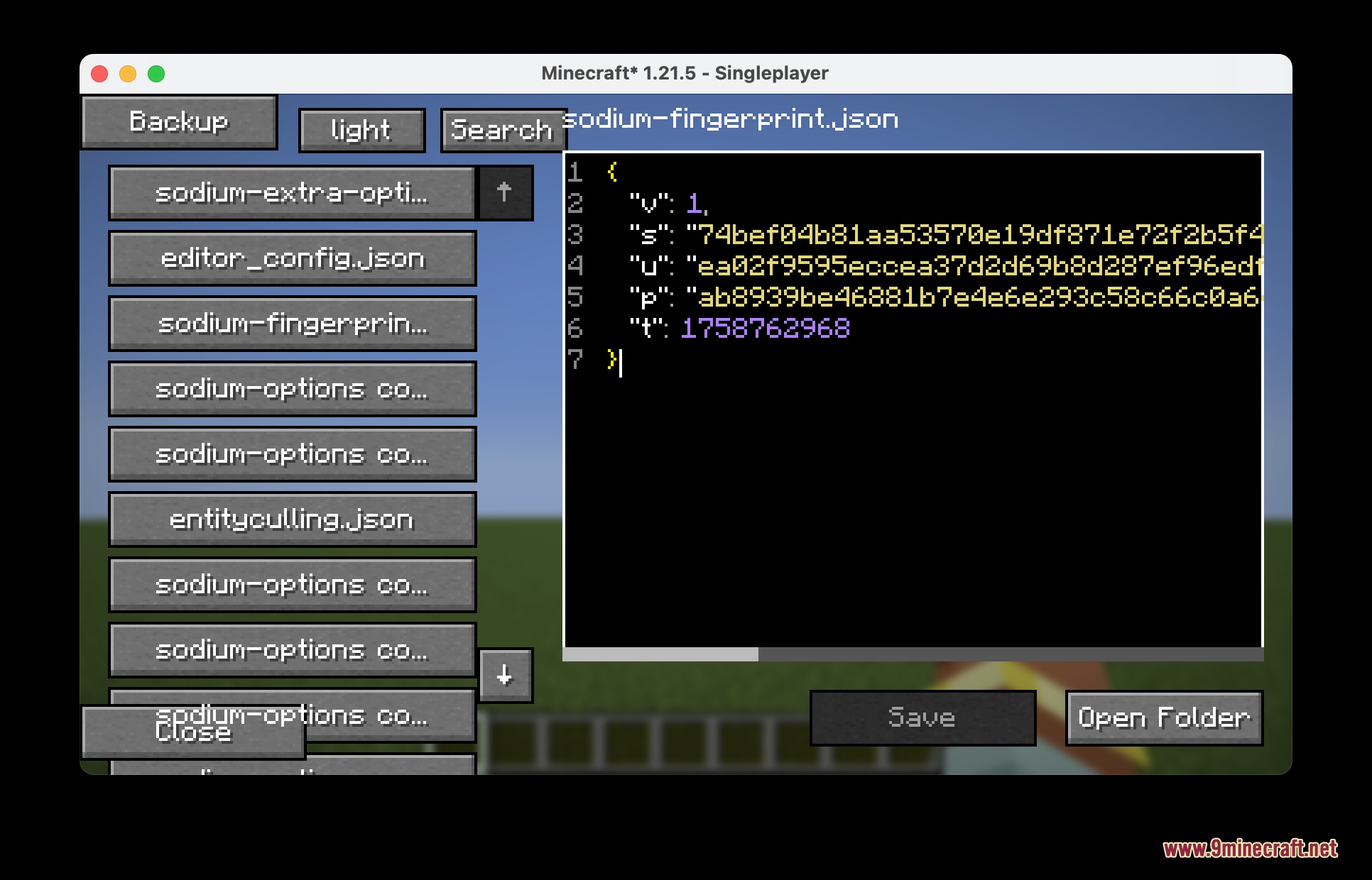 Config Editor Render Mod Screenshot 3 The in game editor displays the contents of the sodium fingerprint configuration file