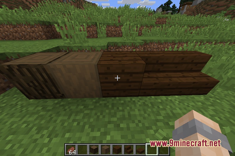 Consistent Dark Oak Resource Pack Screenshot 5 A row of dark oak log stripped log planks and stairs blocks