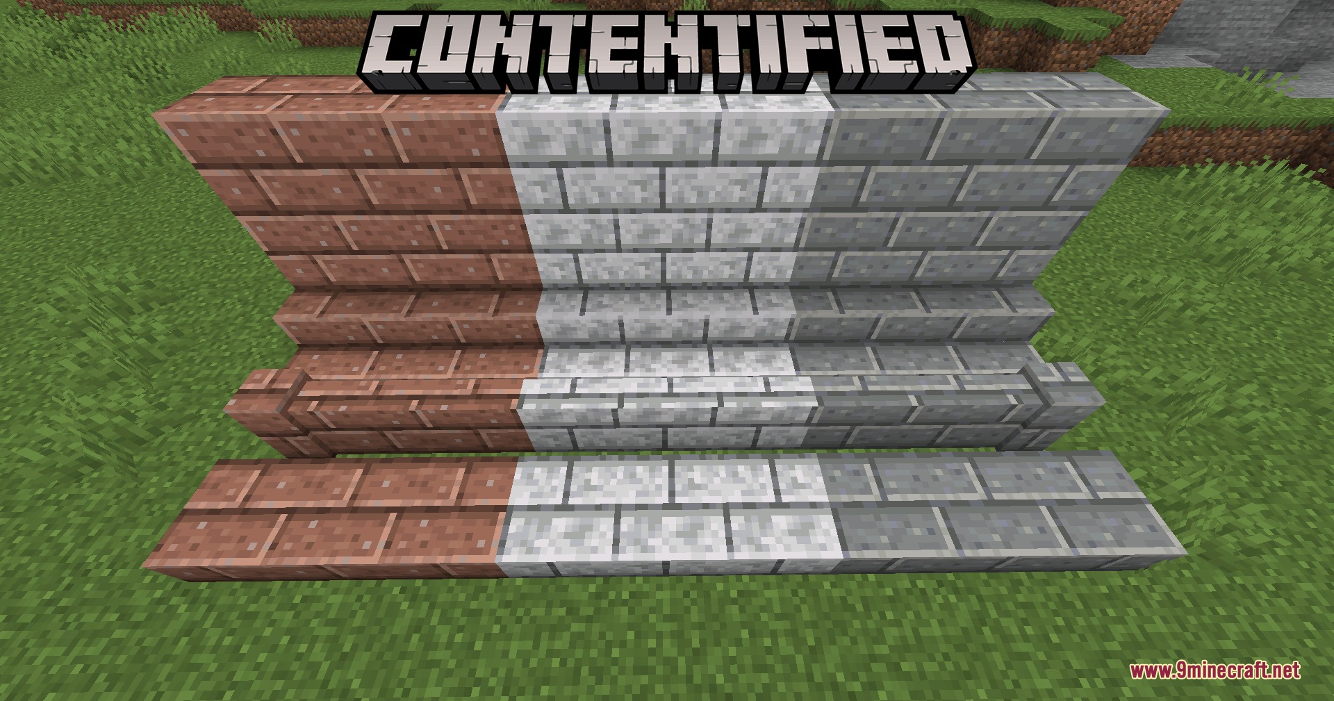 Contentified Mod Screenshot 8 New granite diorite and andesite brick building blocks stairs and slabs